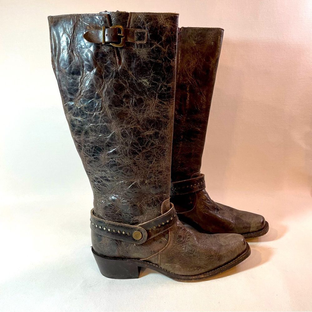 Sonora Double H Cowboy boots rugged brown patina size 7